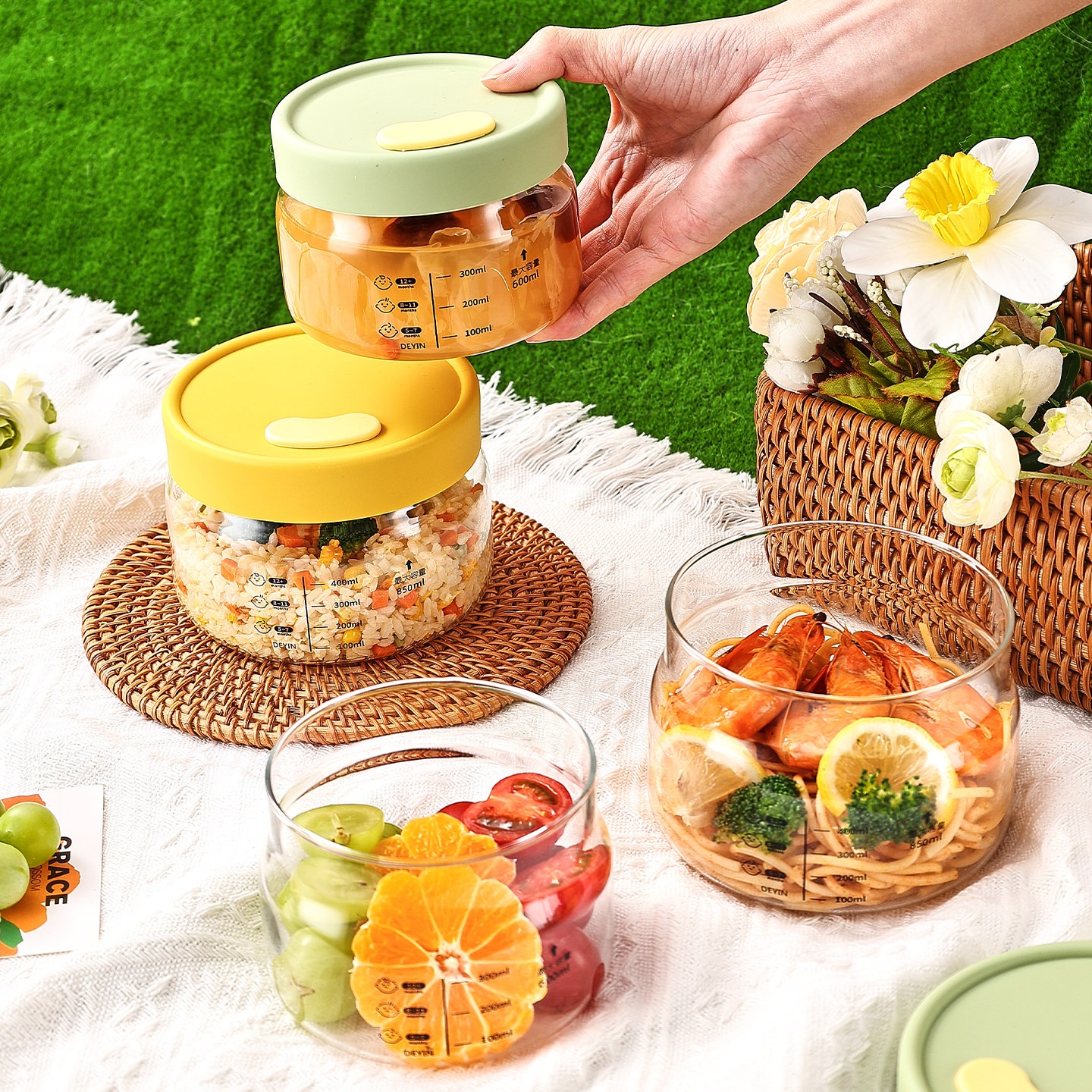Baby Food Jars Glass - Glass Storage Containers with Silicone Lids–Food-Grade