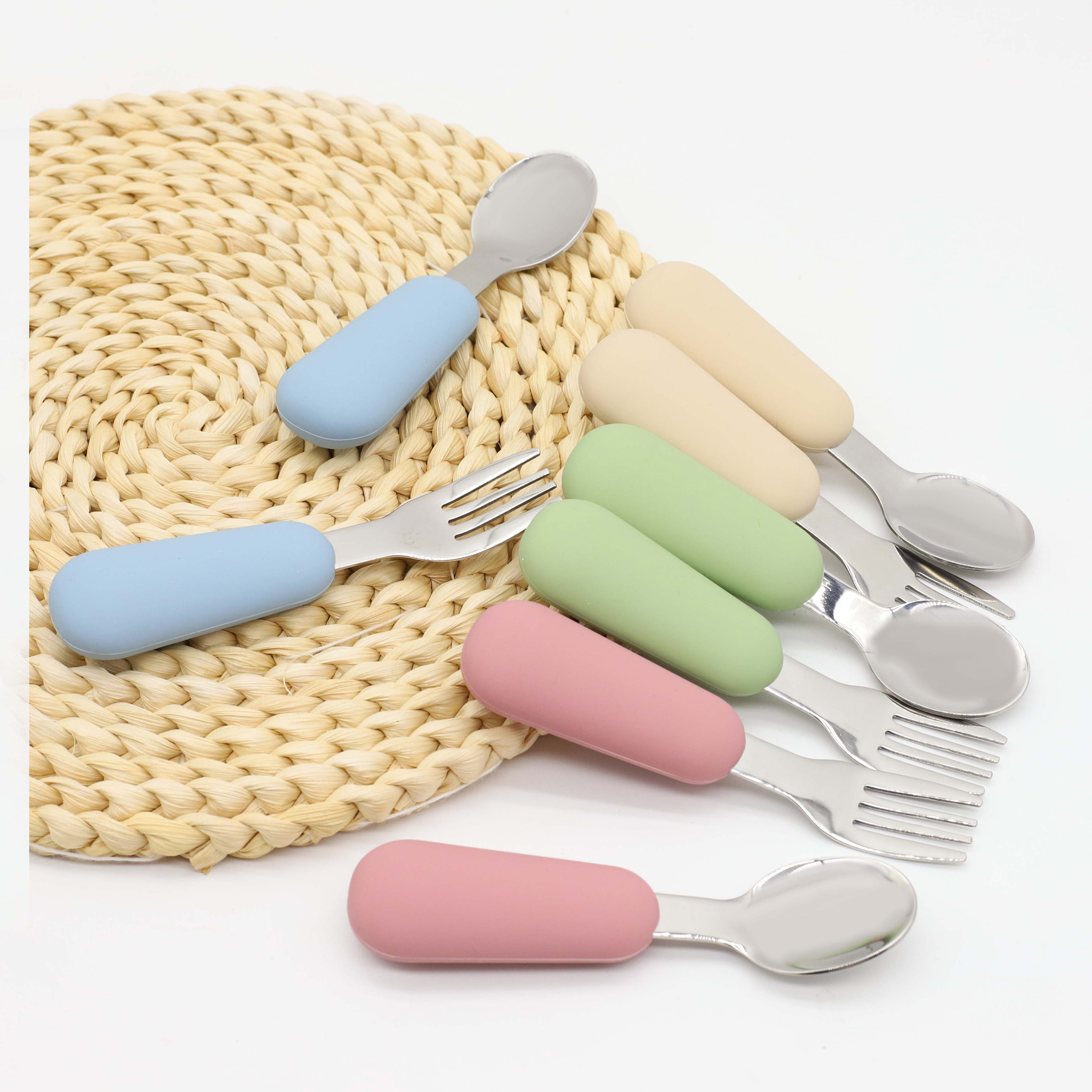 Baby Food Category - Silicone stainless steel spoon fork food