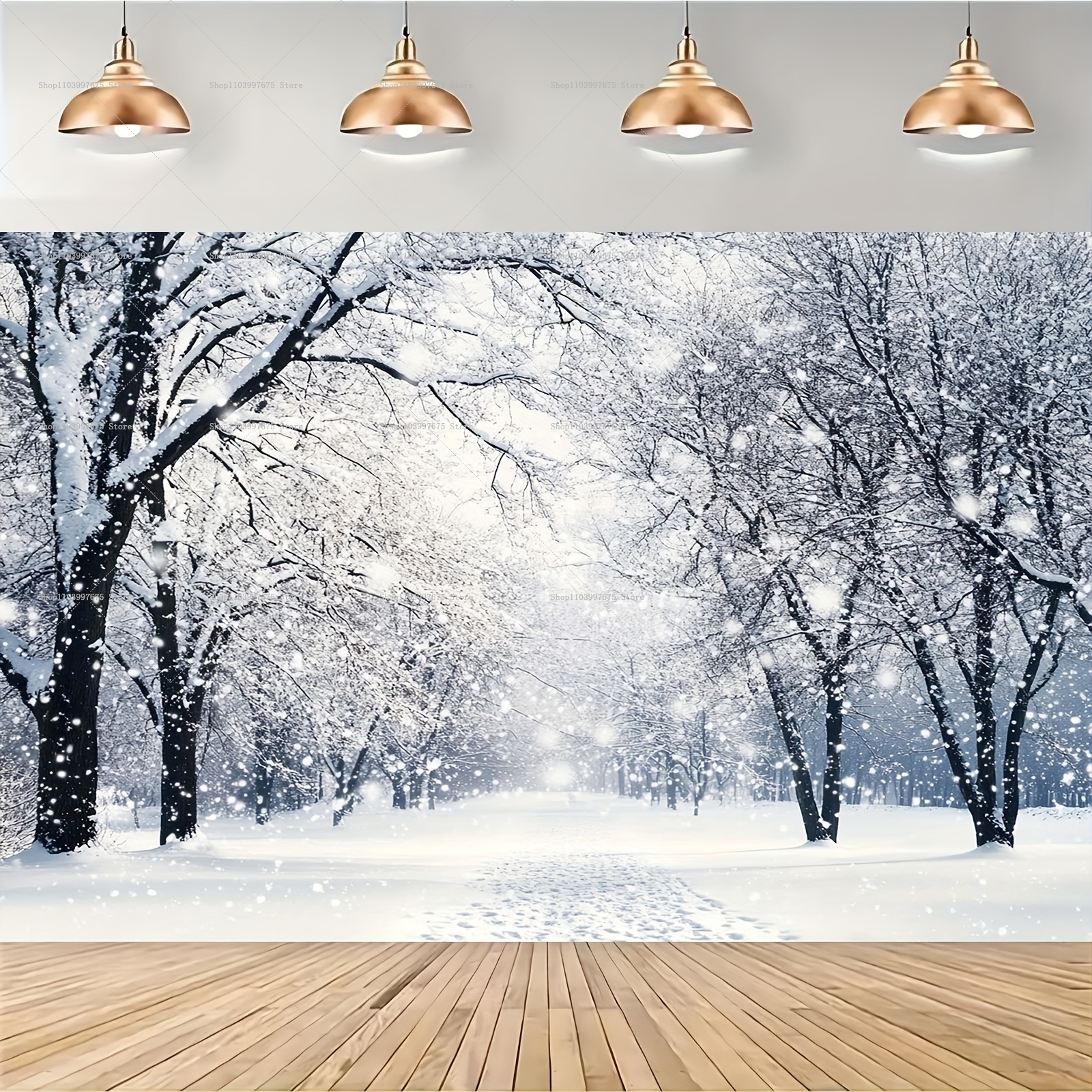 Baby Xmas Food - Snowy Forest Christmas Backdrops Xmas Party
