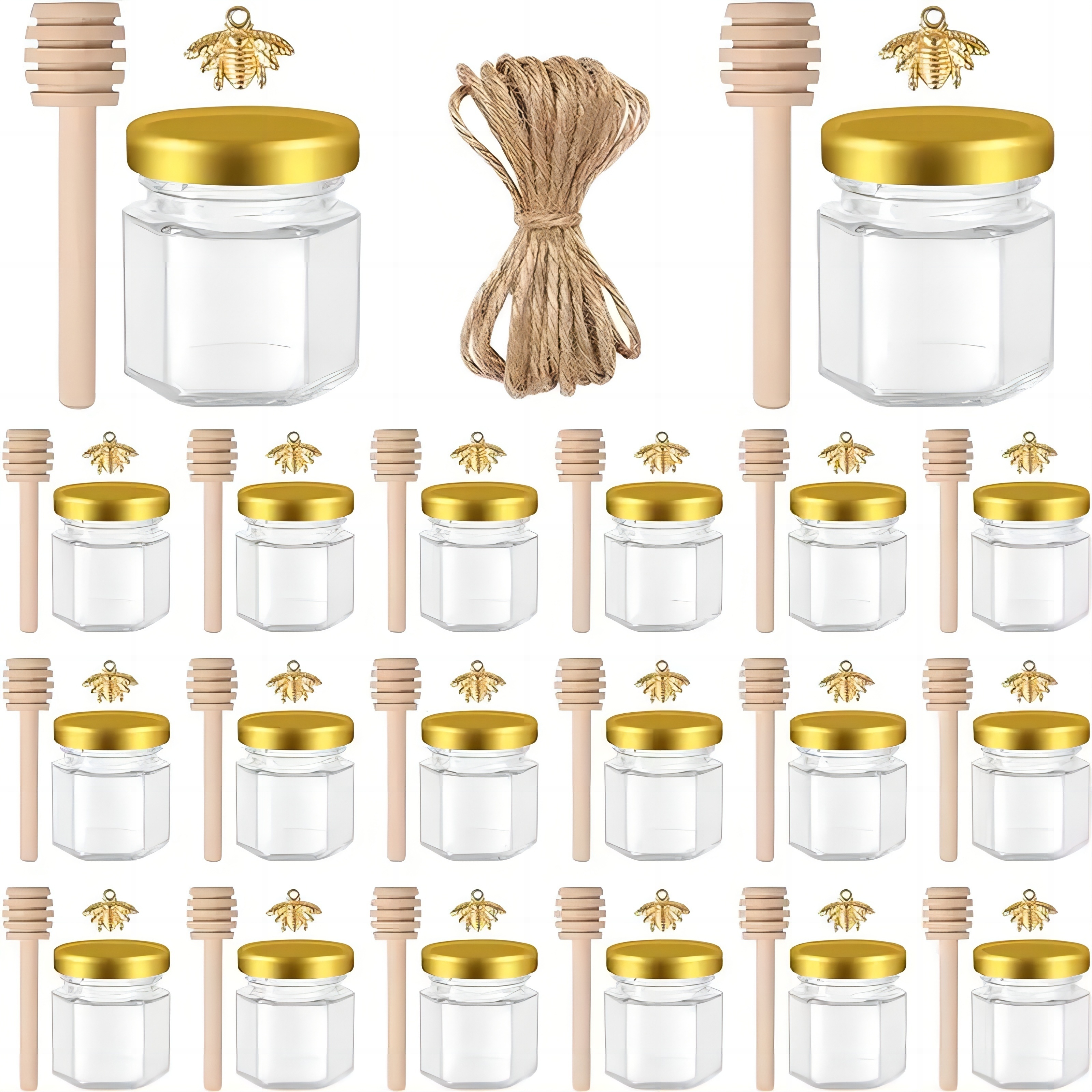 Baby Food Jars Glass - 1.5 Oz Hexagon Mini Glass Honey