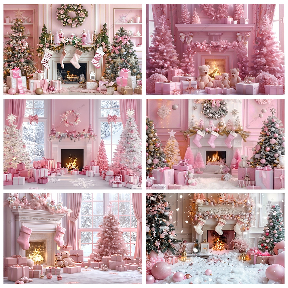 Baby Xmas Food - Pink Christmas Photography Backdrop Xmas Tree