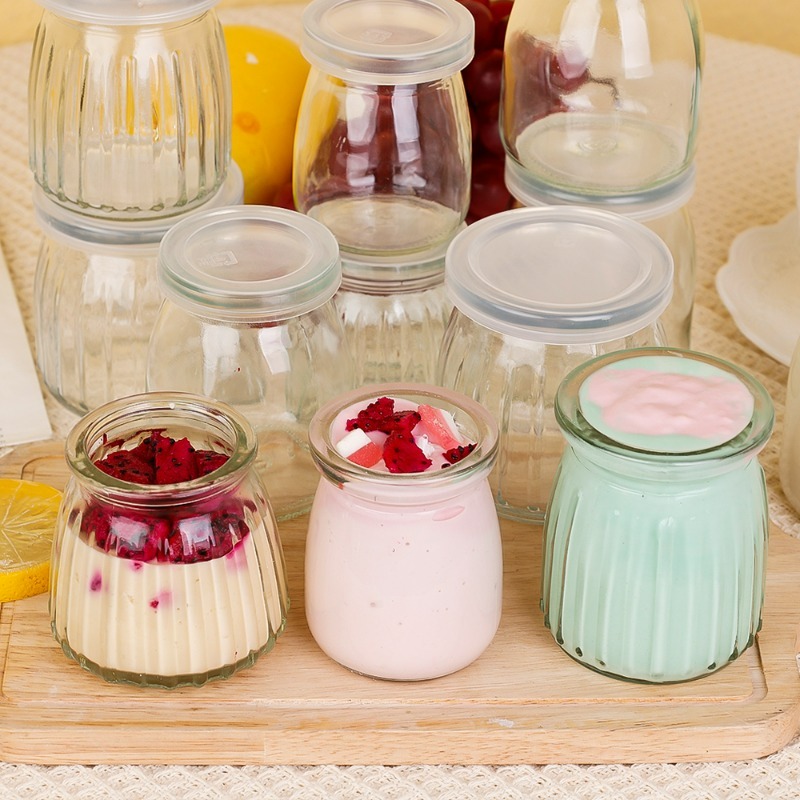 1/3Pcs Yogurt Jars with PE Lid - Baby Food Jars Glass ulasan dan harga