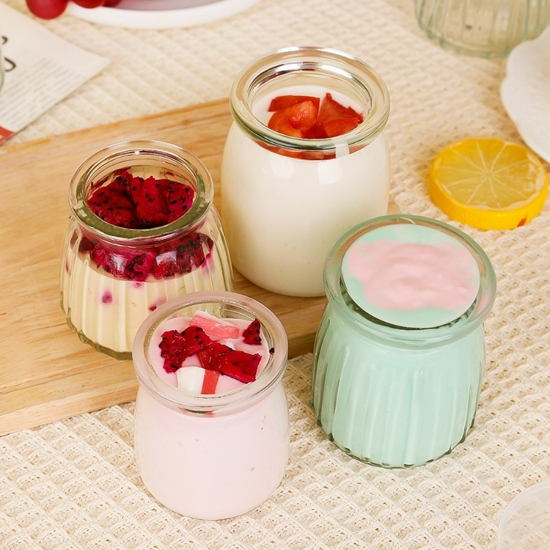 1/3Pcs Yogurt Jars with PE Lid - Baby Food Jars Glass ulasan dan harga