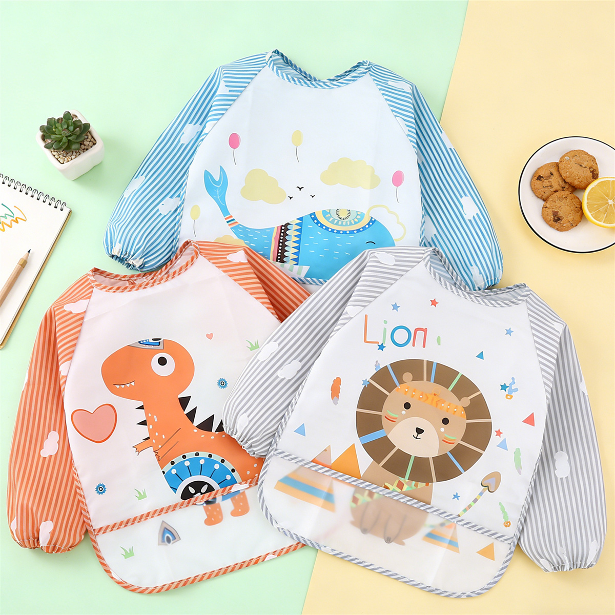 2pcs Waterproof Full Sleeve Ba - Baby Food Quantity ulasan dan harga