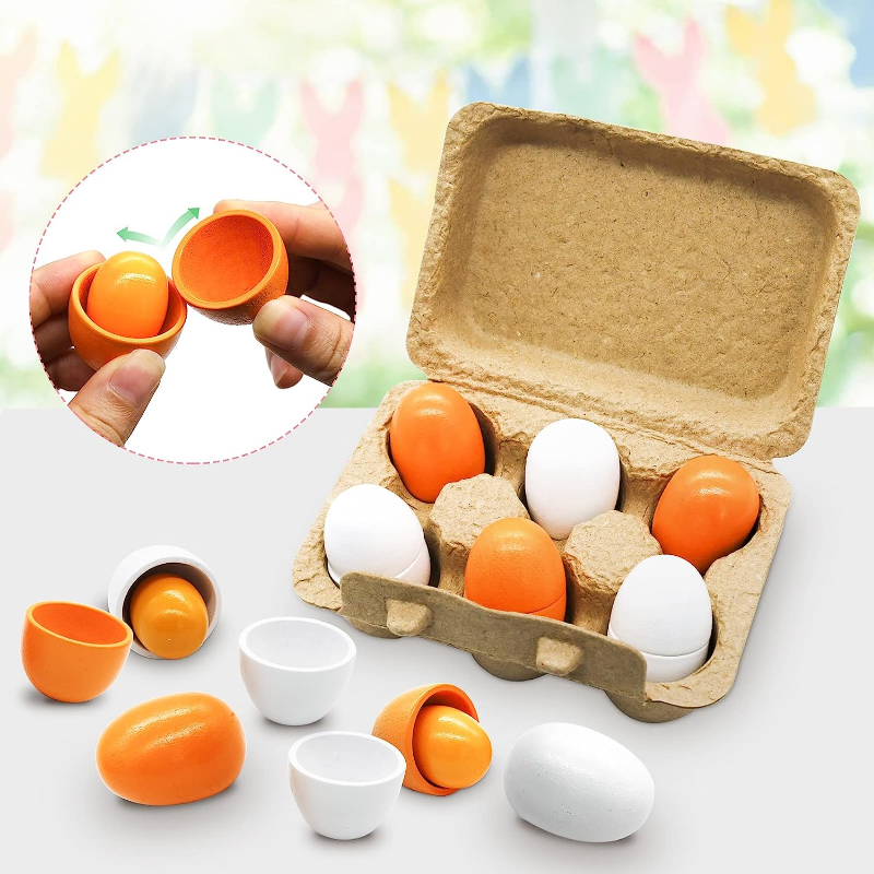 6Pcs Wooden Eggs Toy Egg Kitch - Baby Food Quantity ulasan dan harga