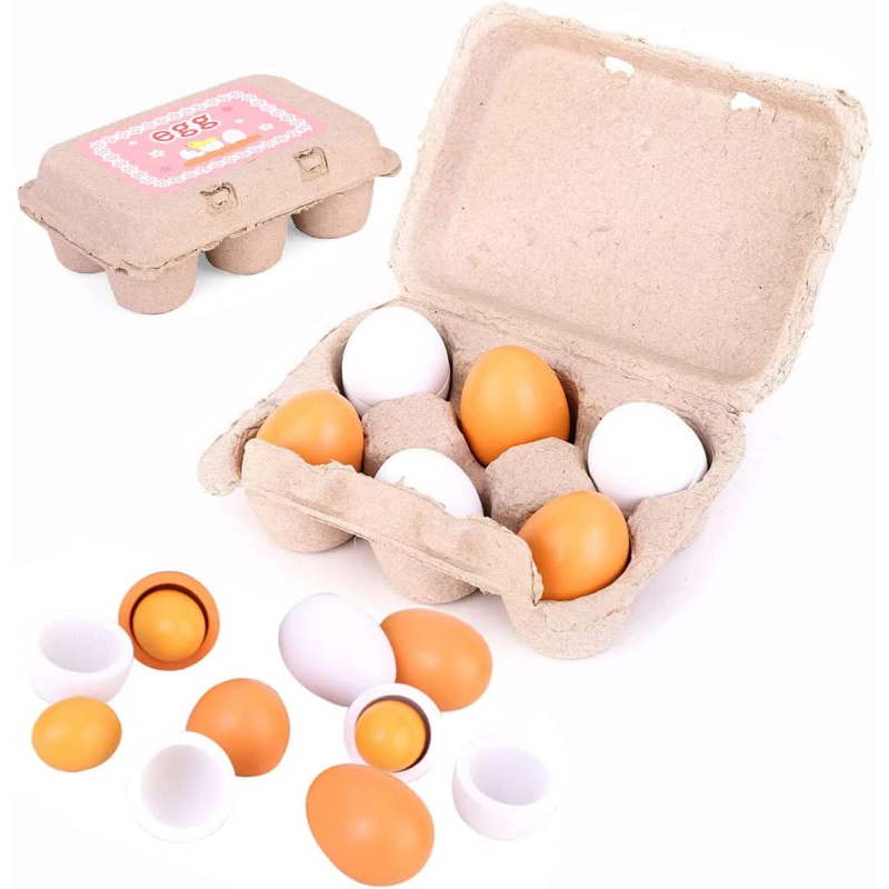 6Pcs Wooden Eggs Toy Egg Kitch - Baby Food Quantity ulasan dan harga